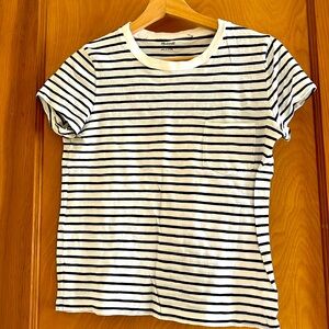 Madewell, xs, white and navy blue striped t-shirt